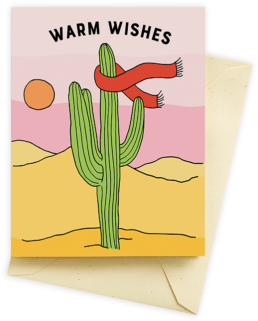 Warm Cactus-card - Cactus Warm Wishes Humorous Holiday Cards - Set (600x777), Png Download