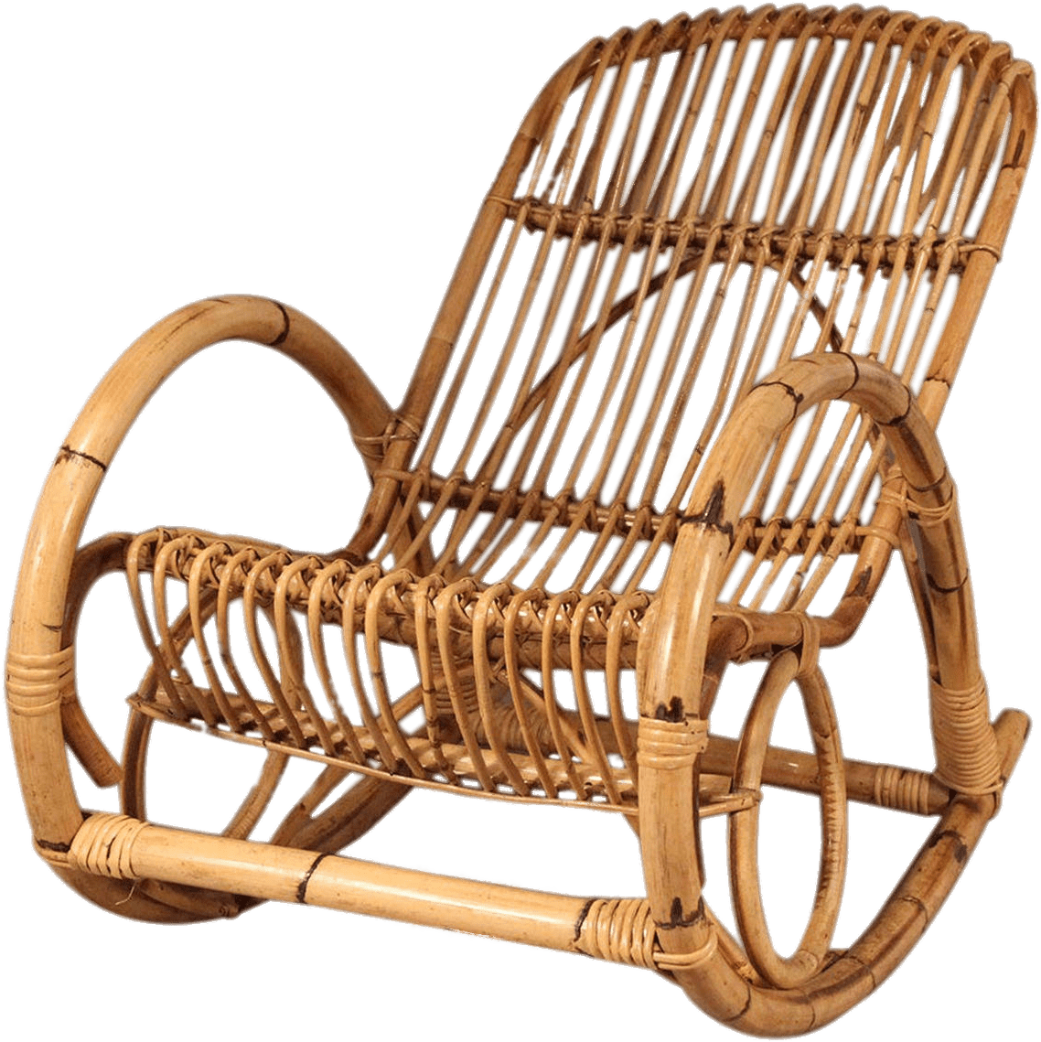 Bamboo Rocking Chair - Franco Albini Rocking Chair (1280x1280), Png Download