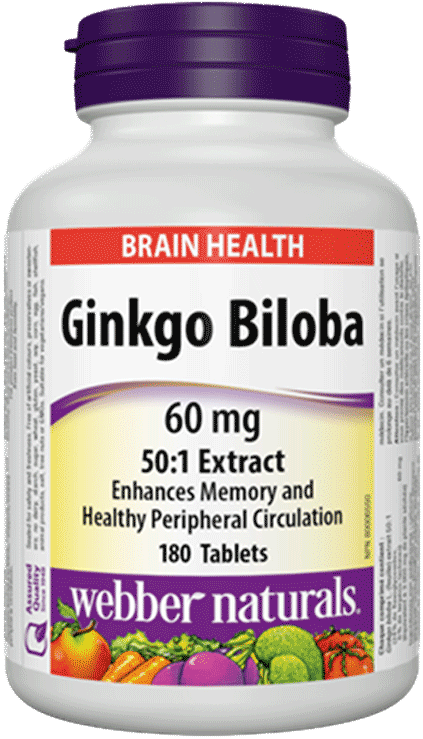 Ginkgo Biloba 60 Mg Vegetable Extract - Ginkgo Biloba Webber Naturals (802x802), Png Download