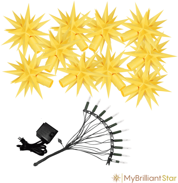 Original Herrnhut Plastic Star Chain, Yellow, ~ 12 - Light Chain Solo (parallel Circuit And Transformer) (600x600), Png Download