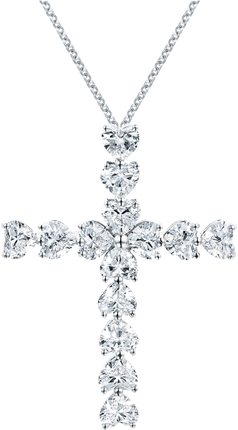 Symbols By Harry Winston, Heart-shaped Diamond Cross - Locket (1200x800), Png Download