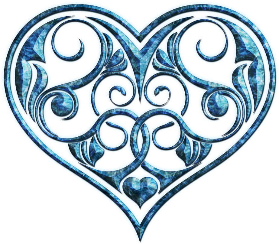 B *✿* Hearts And Roses, Blue Hearts, Sweet Hearts, - Blue Fancy Hearts (1000x928), Png Download
