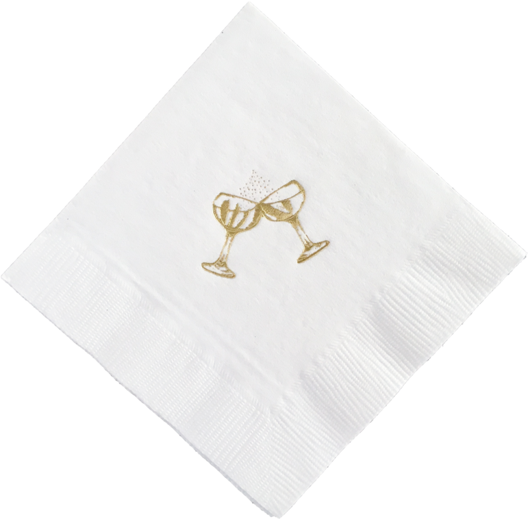 Champagne Coupe Gold Foil Cocktail Napkins, Set Of - Emblem (900x900), Png Download