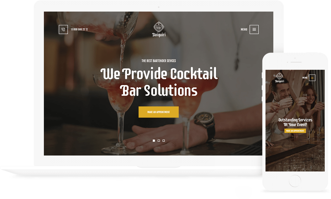 Daiquiri Bartender Services & Catering Wp Theme - Photo Caption (1056x636), Png Download