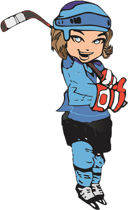 Girl Clipart Hockey - Girls Ice Hockey Cartoons (521x737), Png Download