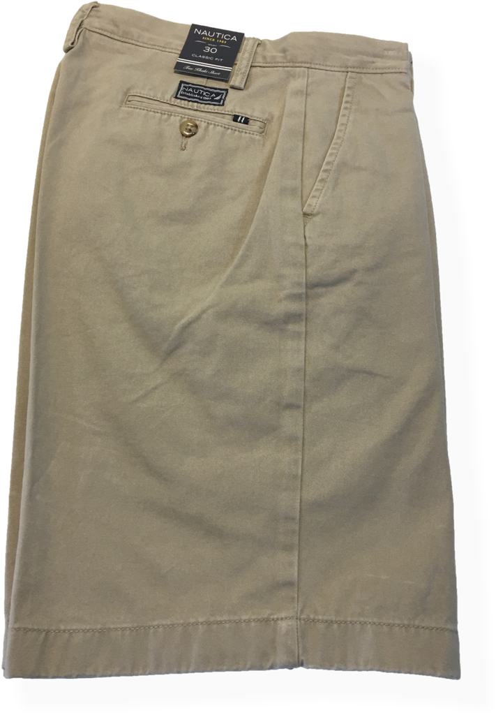 Nautica Flat Front Cotton Twill Short-khaki - Pocket (711x1024), Png Download