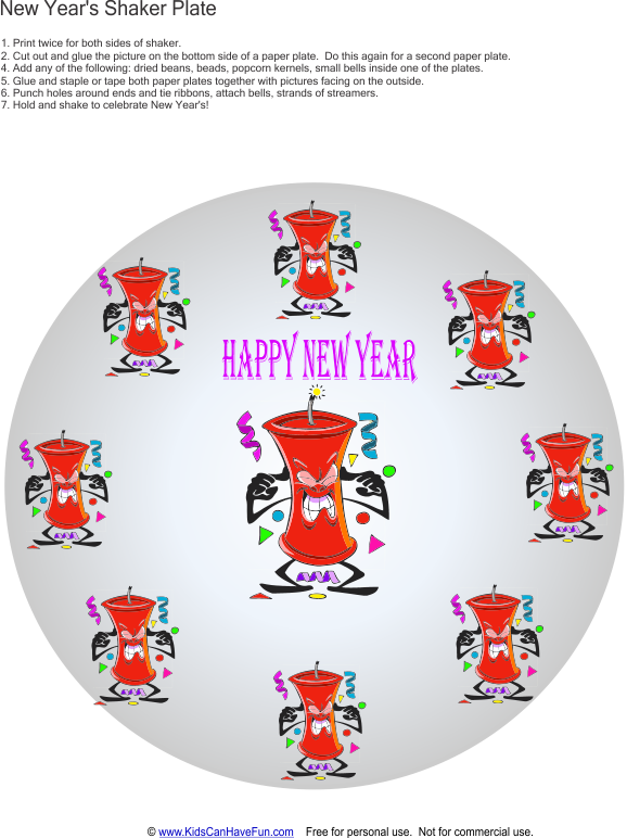 New Years Paper Plate Shaker Crafts - New Year (578x772), Png Download