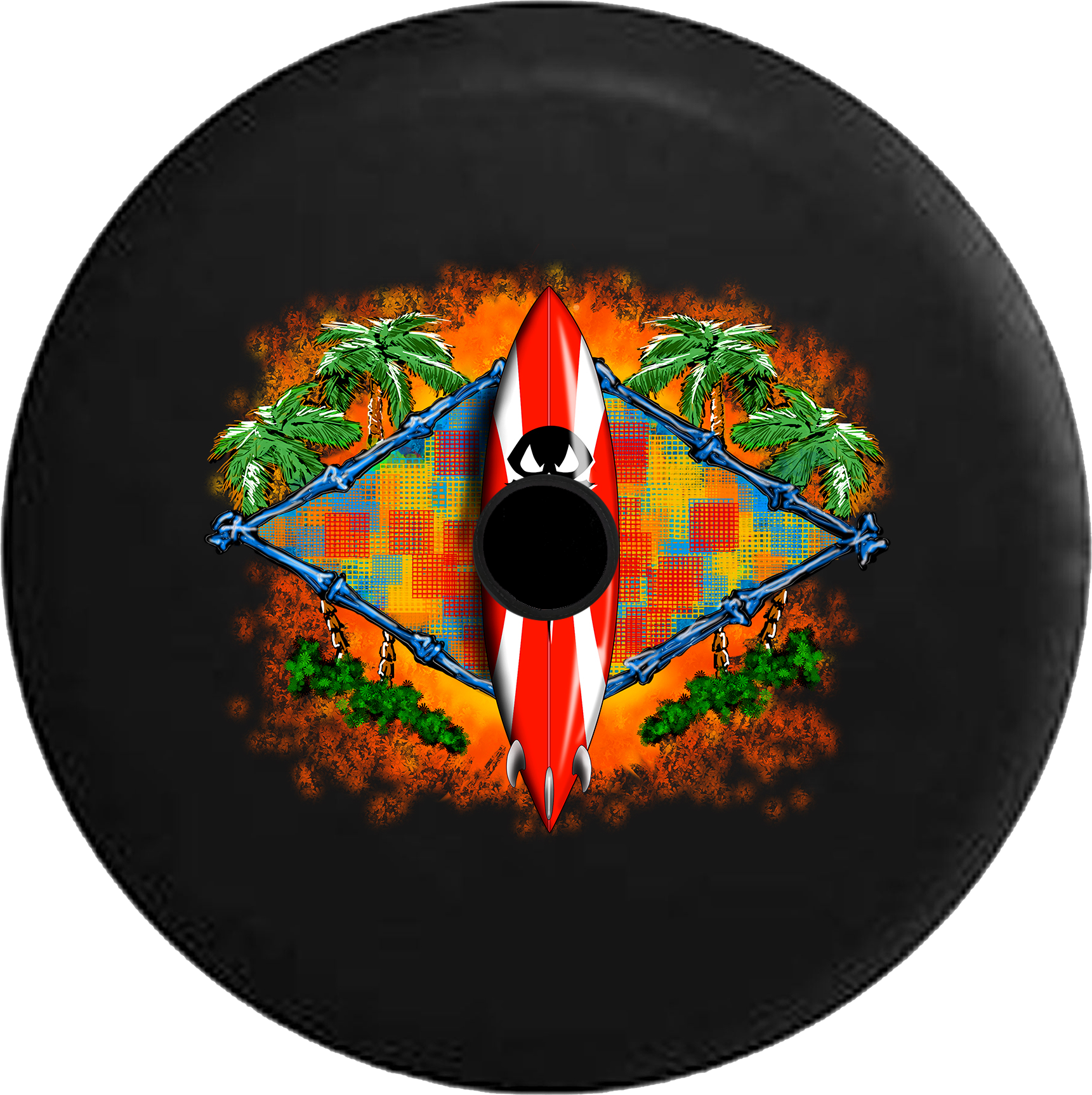 Jeep Wrangler Jl Backup Camera Day Tiki Hut Surfboard (1721x1725), Png Download