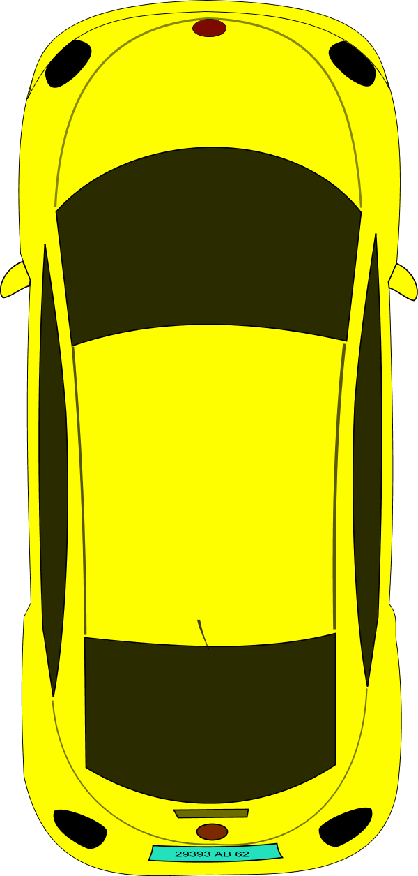 Car Taxi Driving Clip Art - Car Drawing Birds Eye View (600x1255), Png Download