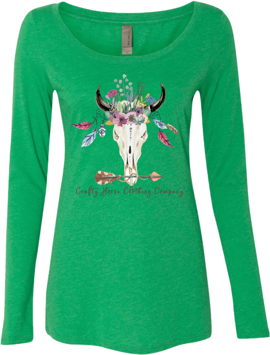 Boho Flower Crown Next Level Ladies' Triblend Ls Scoop (1155x1155), Png Download