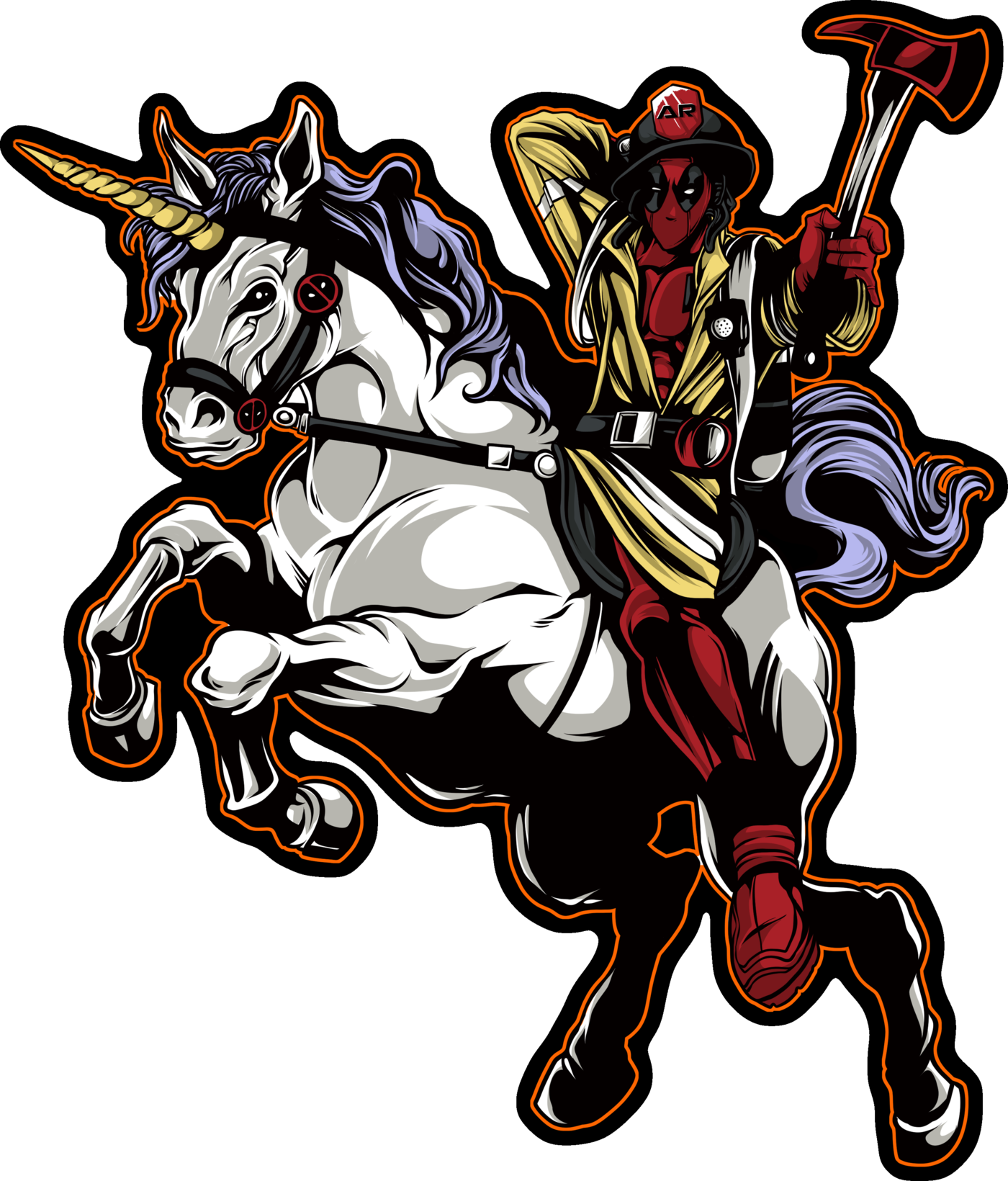 Deadpool Firefighter Decals - Deadpool (1400x1640), Png Download