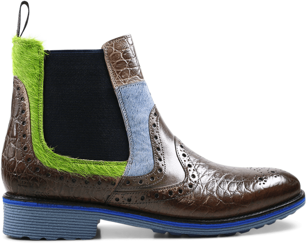 Ankle Boots Amelie 31 Croco Classic Hair On Stone Grey - Blue (1024x1024), Png Download