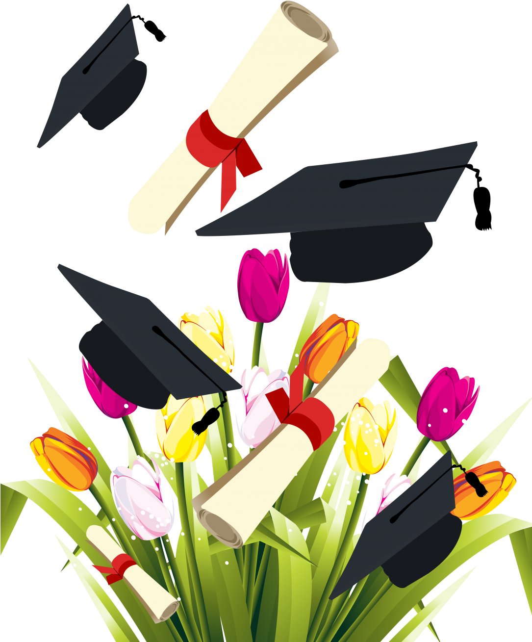 Large Size Of Floral Graduation Invitations Canvafloral - Graduation Vector (1084x1355), Png Download