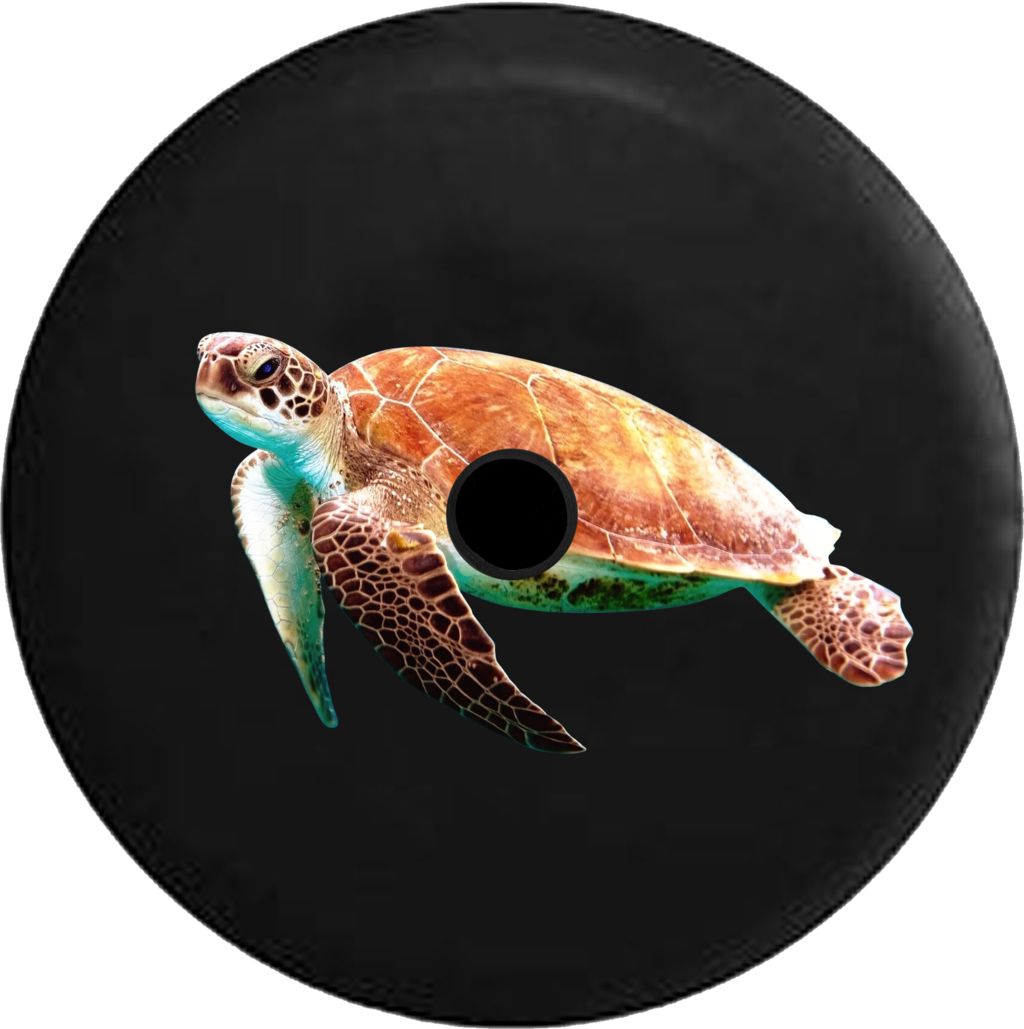 Jeep Wrangler Jl Backup Camera Sea Turtle Swimming - Tirecoverpro Full Color Curious Dolphin Staring Back (1024x1029), Png Download