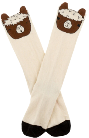 Llama Head High Socks Nami Boutique - Tinycottons Llamas Heads High Socks Beige / Brown (600x900), Png Download