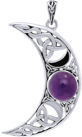 White Bronze Celtic Triple Goddess Moon Pendant (555x555), Png Download