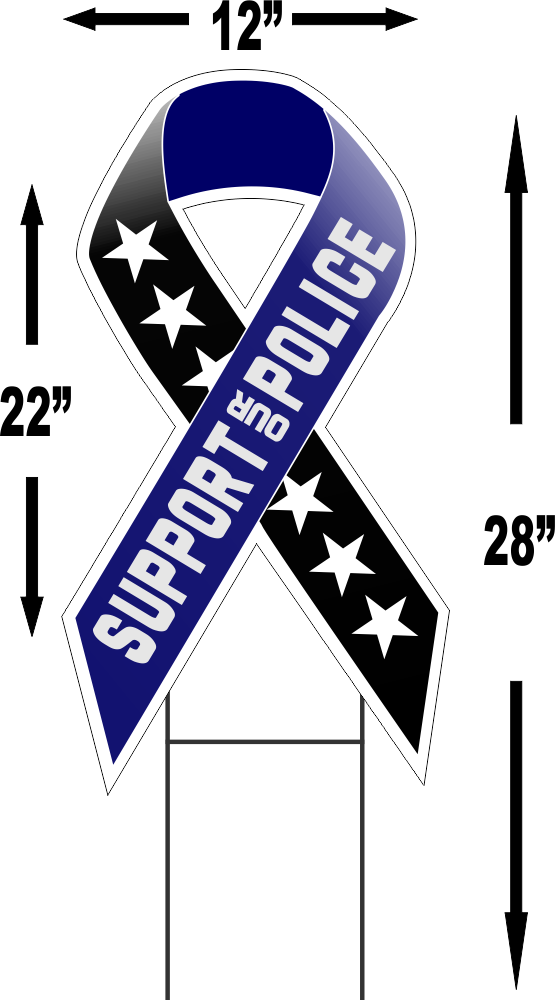Support Our Police Large Ribbon Shaped 22"x 12" Outdoor (555x1000), Png Download