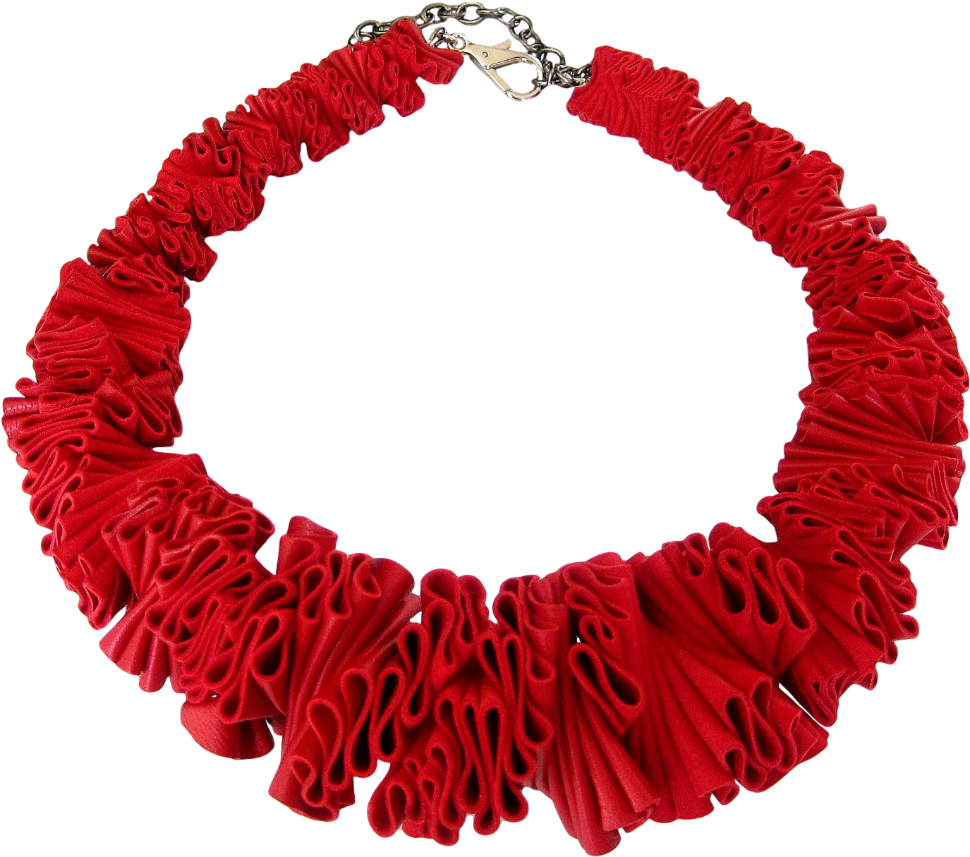 Ruffle Collar Red Leather - Pulseira Empório Top Ancora Pedra Onix (1598x1602), Png Download