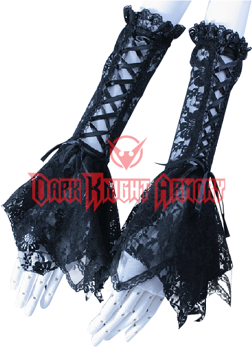 Mitaines En Dentelle Avec Laçage Élégante Gothi... (700x700), Png Download