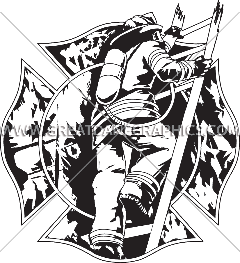 Clipart Black And White Stock Painter On Ladder Clipart - Firefighters Clipart Black And White (825x904), Png Download