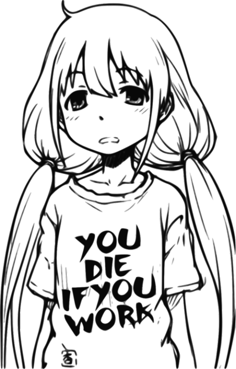 F You T-shirt Face Line Art White Black Woman Clothing - Idolmaster You Die If You Work (480x750), Png Download