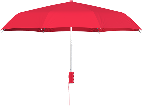 Compact Frame Red Umbrella Side View - Umbrella (600x553), Png Download