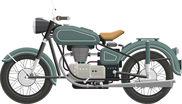 Art Bike Classic Drive Flat Shaded Motorbi - Motorcycle Flat Vector Png (592x340), Png Download