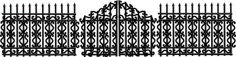 Iron Fence Door - Cerca Ferro Png (800x196), Png Download