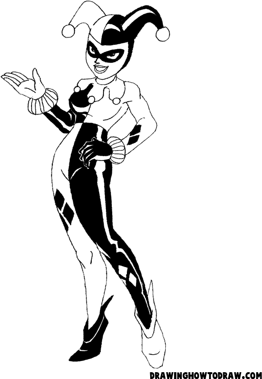 Svg Free Stock Harley Quinn Cartoon Drawing At Getdrawings - Harley Quinn Coloring Pages (612x792), Png Download