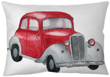 Watercolor Red Retro Car - Punainen Auto Piirretty (400x400), Png Download