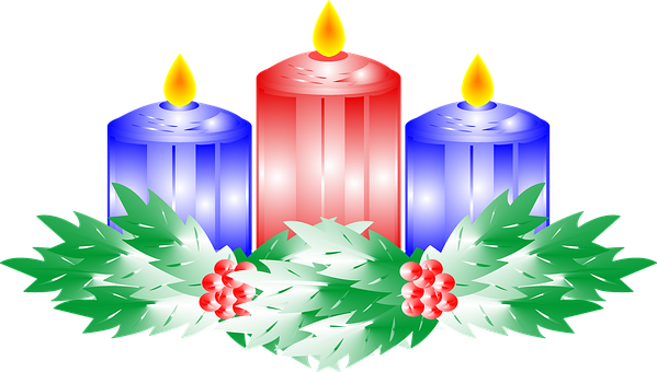 Candles, Flame, Holly, Christmas - Candle (599x340), Png Download