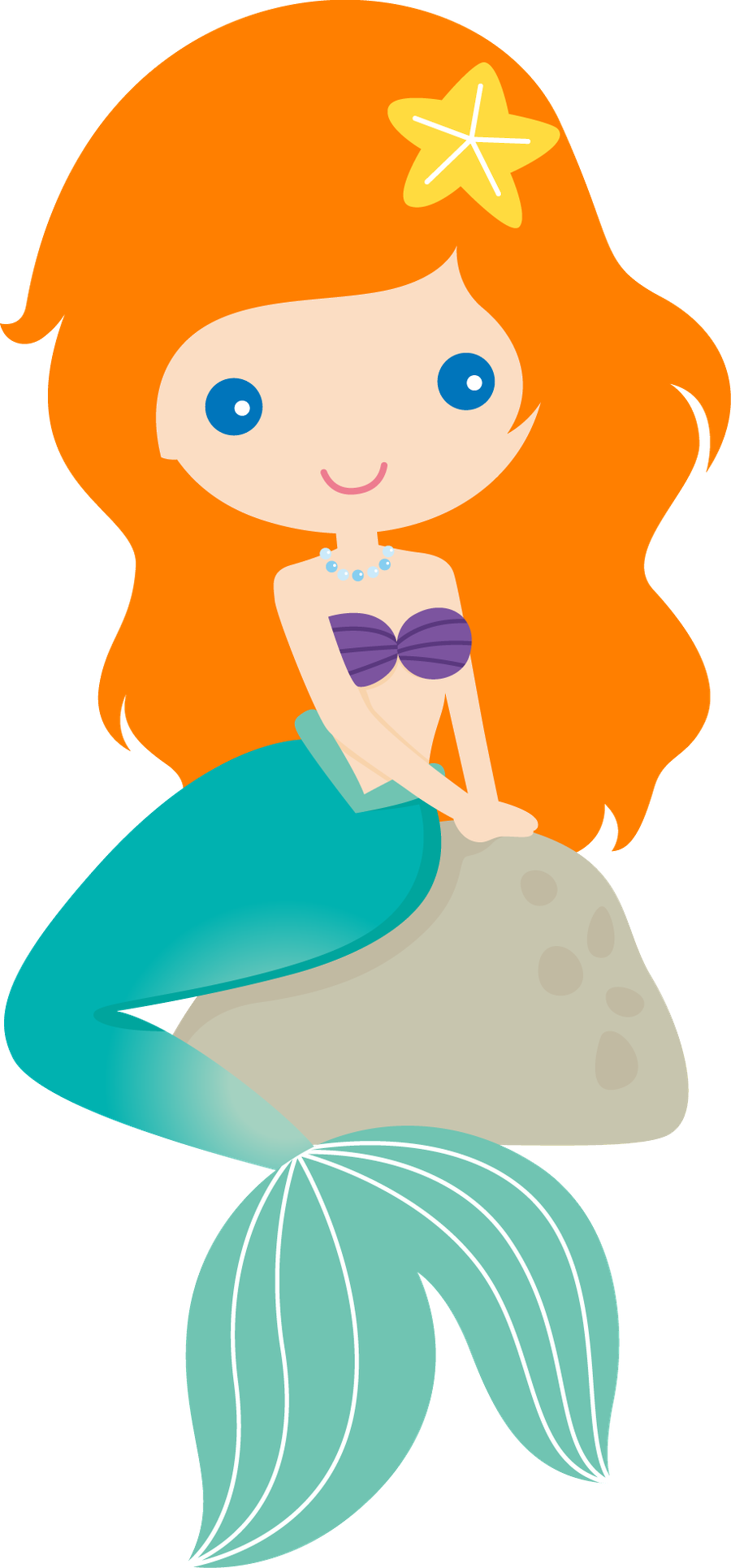 Mermaid Clipart Easy - Mermaid Clipart (900x1931), Png Download