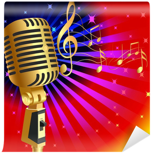 Music Background With Gold Mike And Note Wall Mural - Killer Karaoke By Hope Callaghan (400x400), Png Download