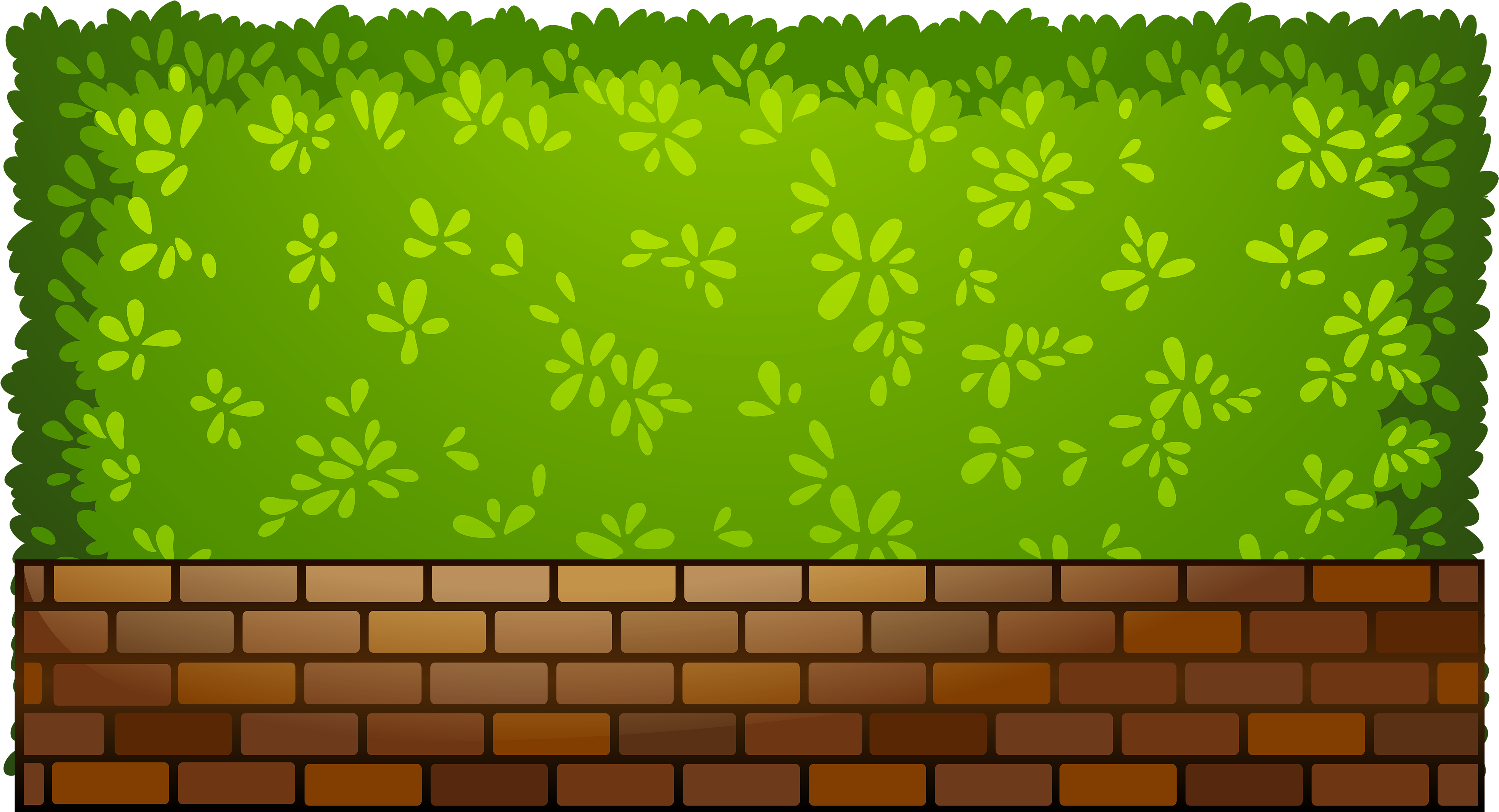 Brick Fence With Plants Png Clipart - Green Fence Clipart (4000x2221), Png Download