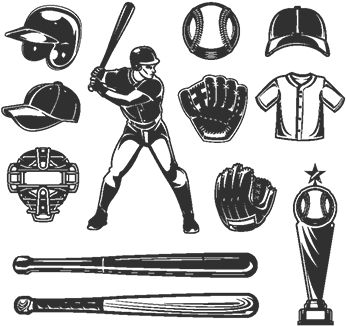 Set Of Vector Baseball Icons, Baseball, Icon, Set Png - Icon (360x360), Png Download