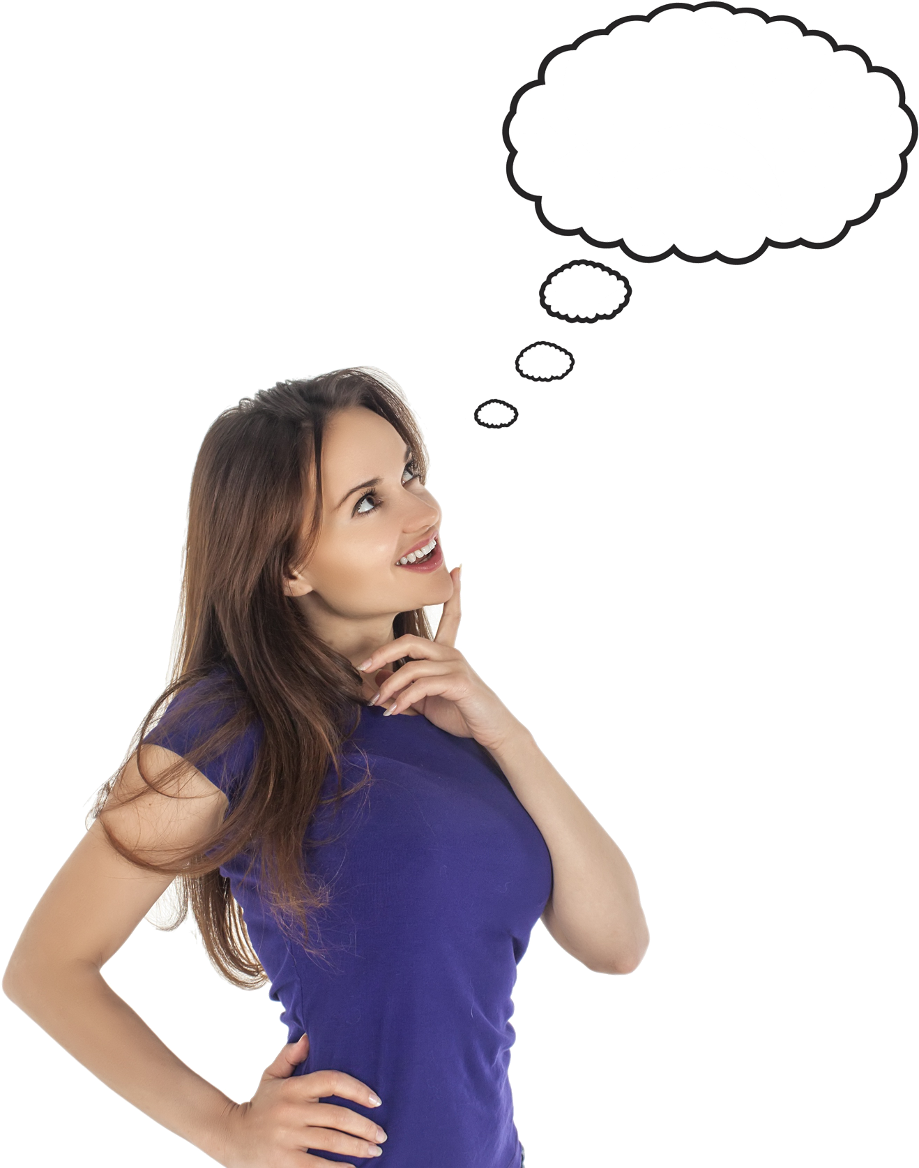 Download Happy Girl Png Background Image 264 - Women Thinking Png (1000x1146), Png Download