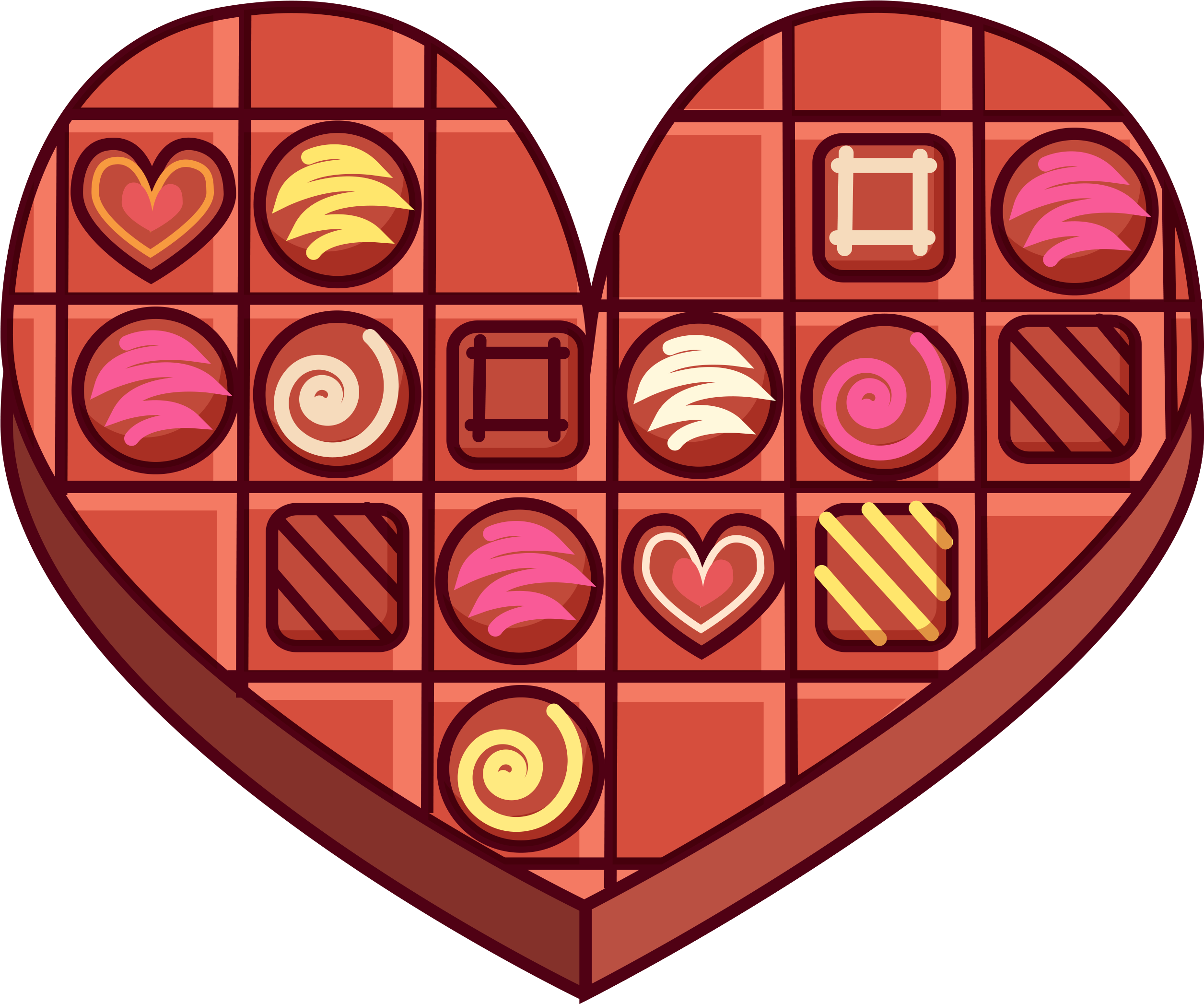 Hand Drawn Cartoon Heart Shaped Chocolate Decoration - Chocolates Animados Dibujos (2700x2397), Png Download