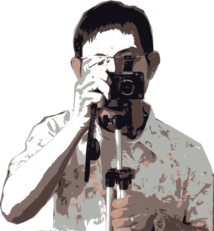 Man With A Movie Camera - Happy Holidays With Photographer & Santa Hat Card (740x800), Png Download