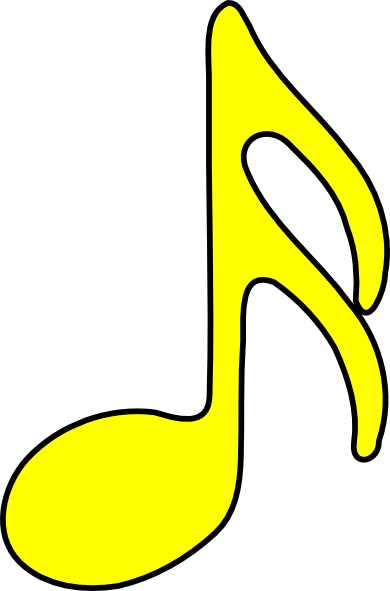 Musical Notes Clipart Mucic - Yellow Musical Note Transparent (390x591), Png Download