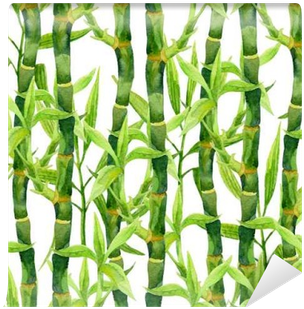 Bamboo Watercolor Seamless Pattern Wall Mural • Pixers® - Бамбук И Панда Рисунок (400x400), Png Download