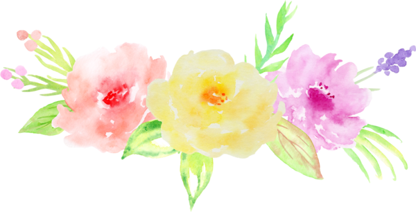 Fleurs - Pastel Coloured Flowers Frame (600x306), Png Download