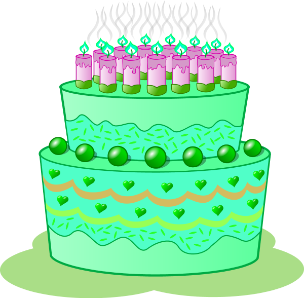 Green Birthday Cake Clipart - Birthday Cake Png Green (600x588), Png Download