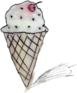 Done With Watercolors And A Black Crayon - Ice Cream Cone (349x480), Png Download
