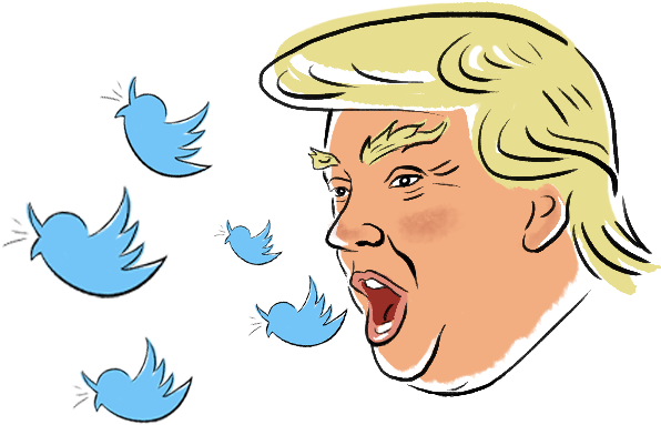 Png Library Download Donald Should Unfollow Twitter - Trump Cartoon Face Png (676x417), Png Download