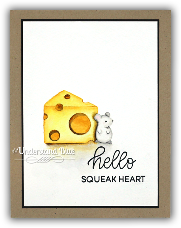 No-line Watercolor Mouse & Cheese Card By Understand - Baking (650x784), Png Download