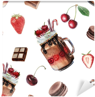 Watercolor Chocolate Shake Pattern Wall Mural • Pixers® - Watercolor Painting (400x400), Png Download