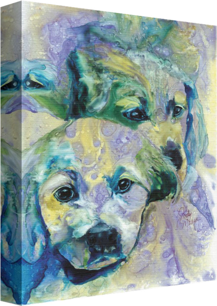 Puppy Pile Golden Retriever Stretched Canvas - Rainbow Card Company Lc141pp 20 X 30 (915x1200), Png Download