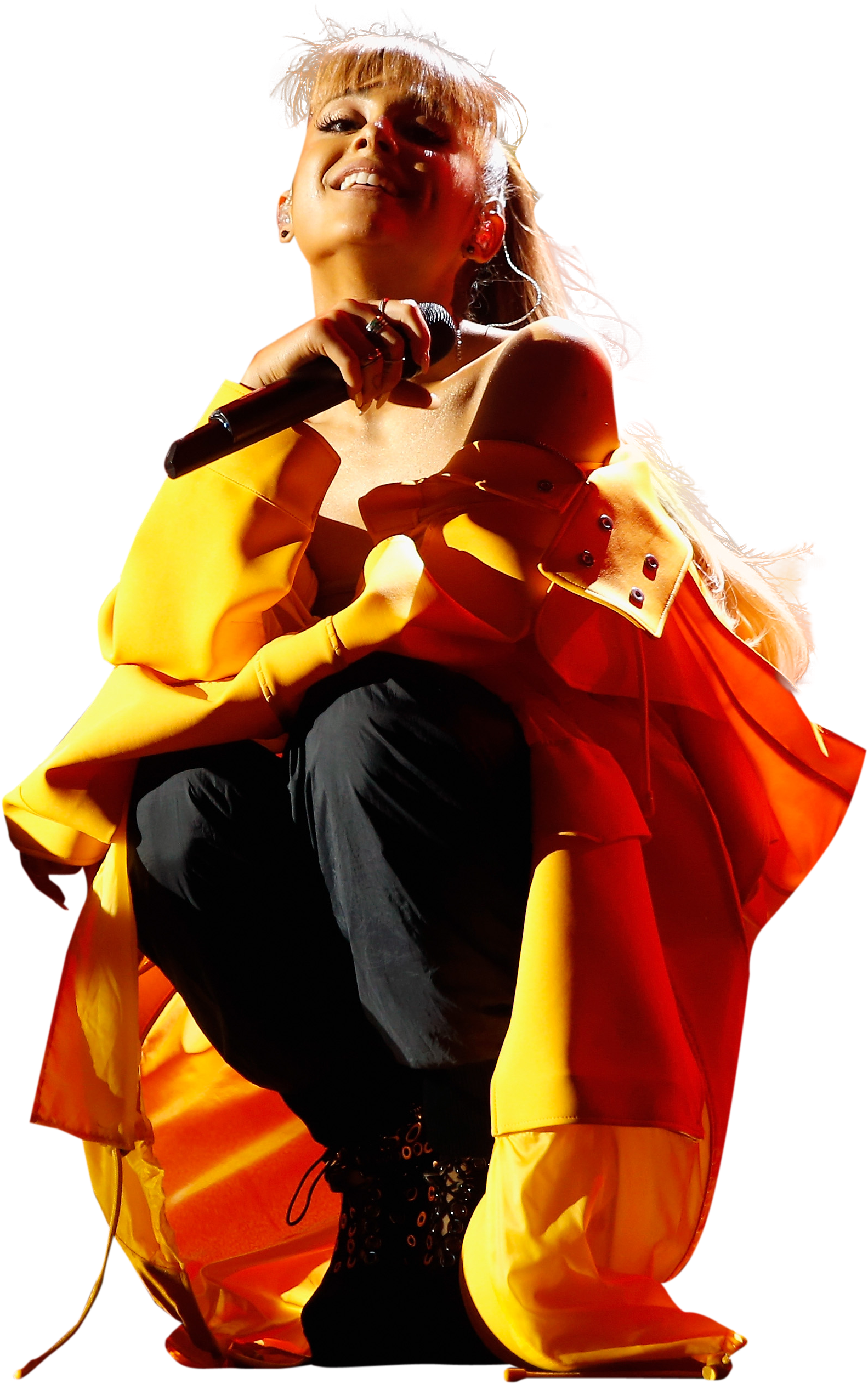 Ariana Grande In Yellow Dress On Stage Png Image - Ariana Grande Yellow Jacket (1986x2862), Png Download
