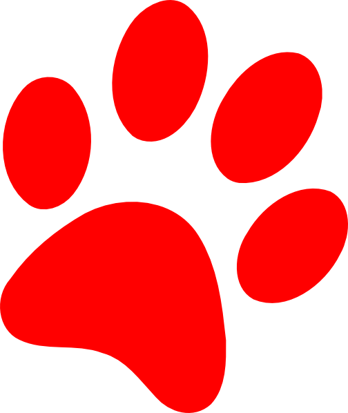 Paw Clipart Clear Background - Red Dog Paw Png (504x598), Png Download