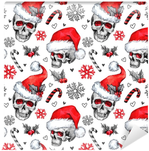 Watercolor Seamless Pattern With Sketchy Skulls In - Party (400x400), Png Download